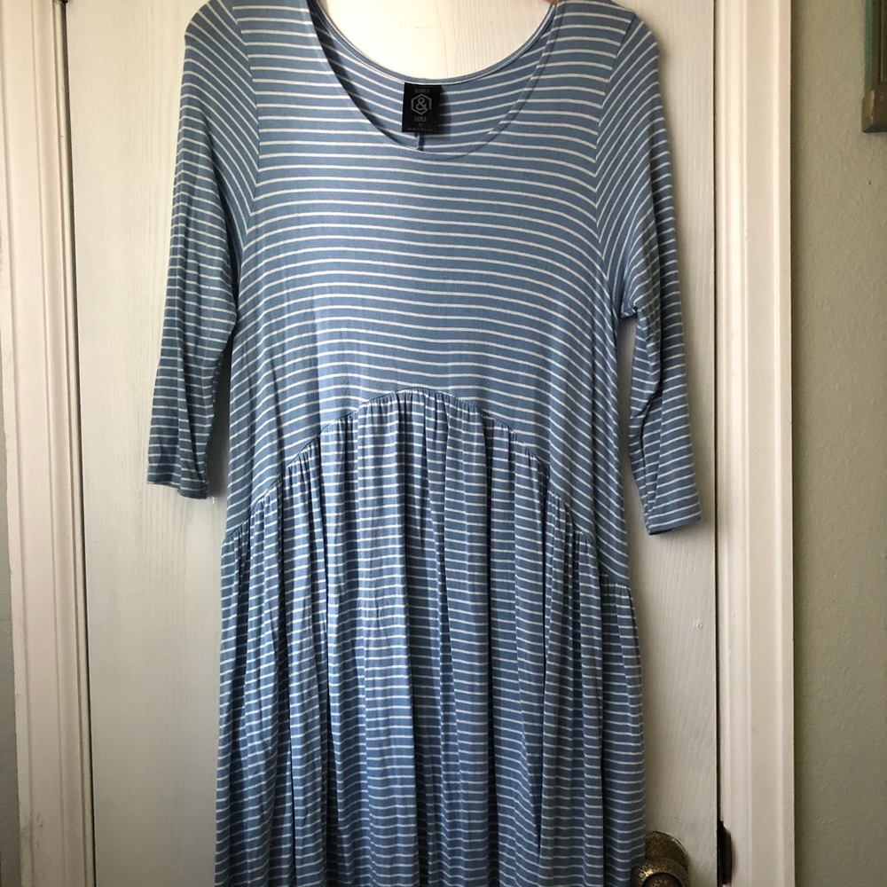 Blue Striped Dress with Pockets